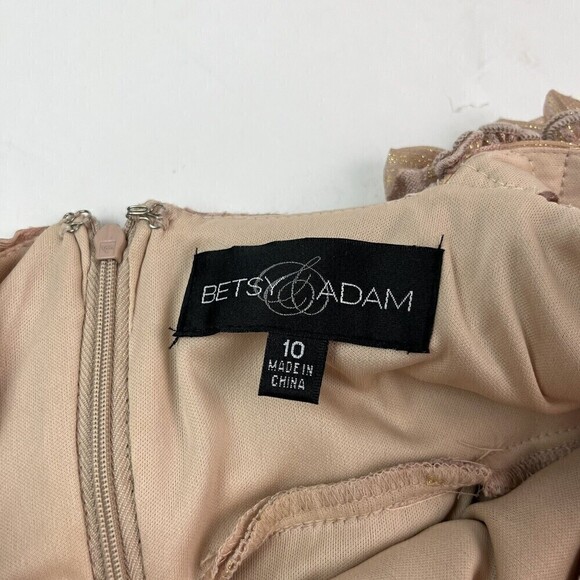 Betsy & Adam Y2K Gold Babydoll Mini Dress 10 Ruffled Fairycore New Years Party - Picture 6 of 13